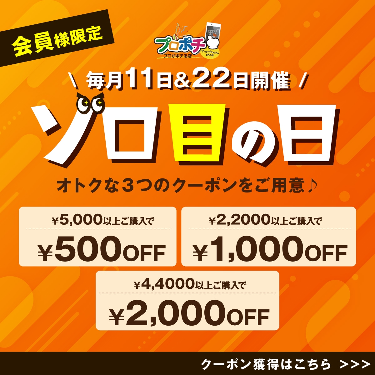ゾロ目の日限定クーポン