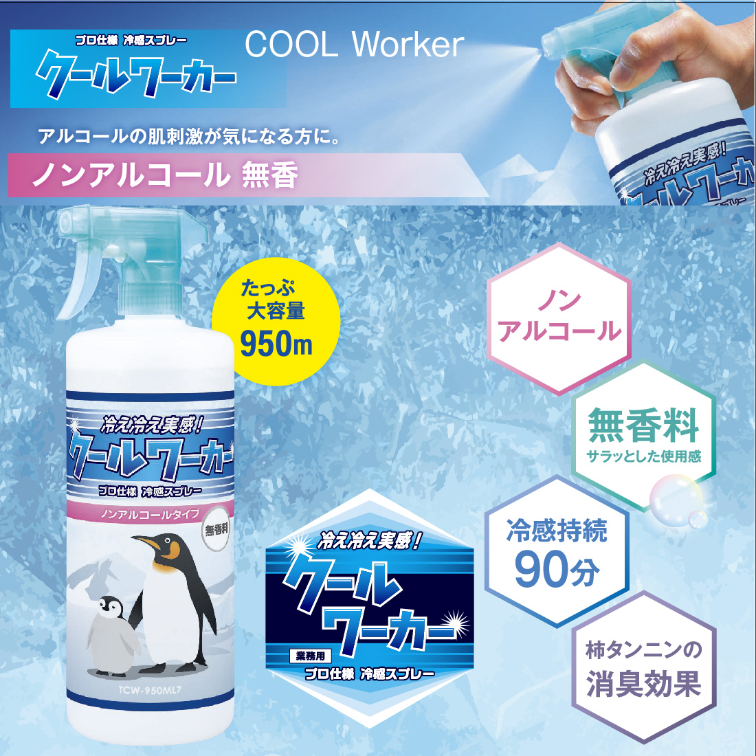 東神電気 クールワーカー ノンアルコール 無香料 950ml 1本 TCWｰ950ML7