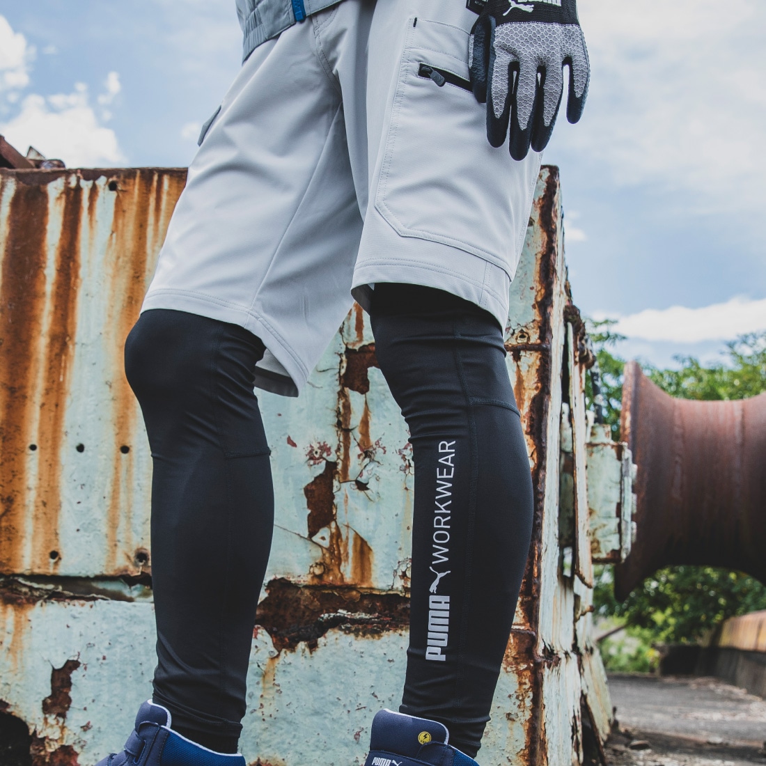 作業ウェアPUMA ショートカーゴパンツ PW-3017N 夏用 作業服・ワークウェア 快適ストレッチパンツ