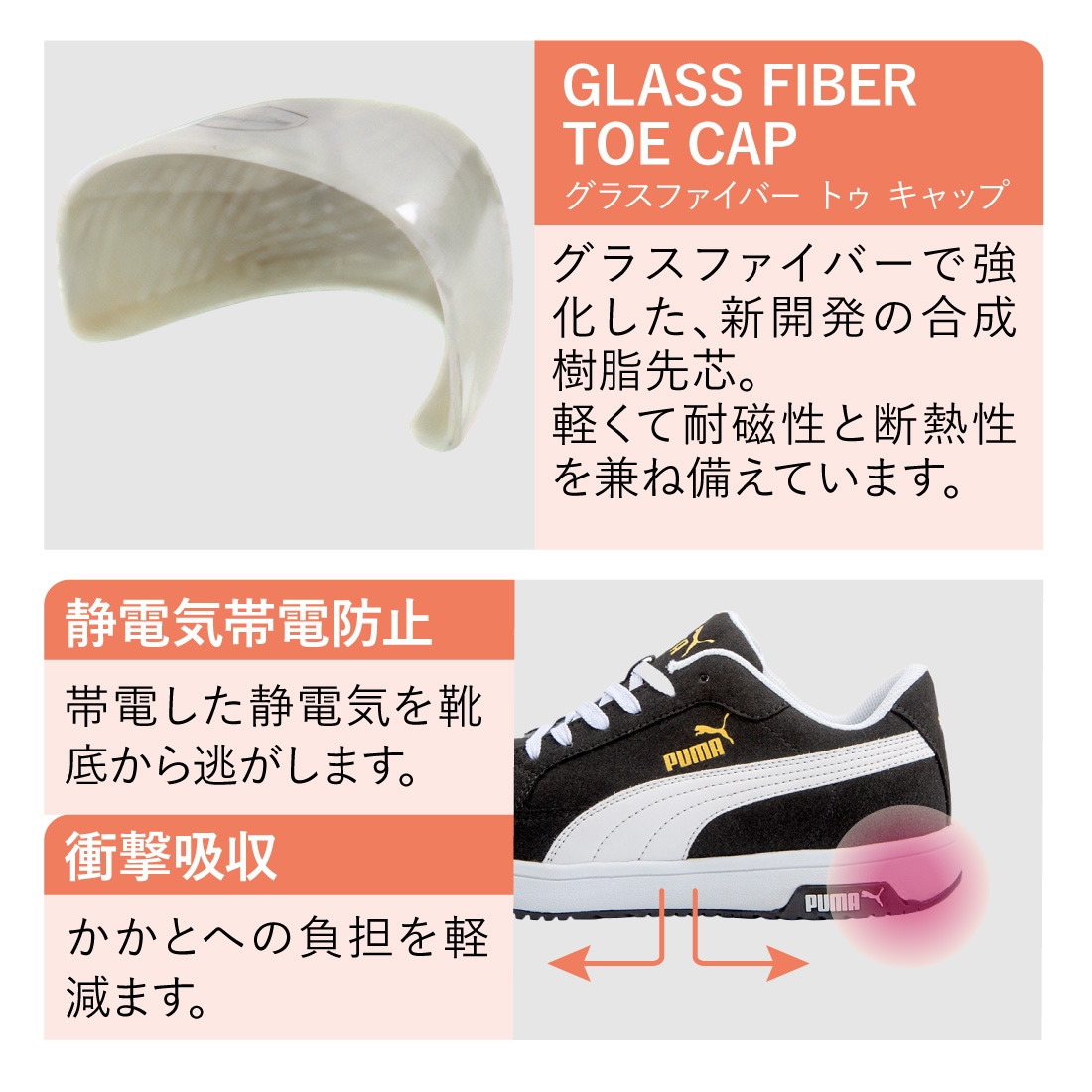 PUMA SAFETY AIRTWIST 2.0 LOW グレー レディース ローカット 安全靴 衝撃吸収 静電気帯電防止