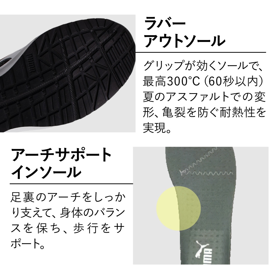 PUMA SAFETY グライド DISC LOW ブラック 正面デザイン 軽量 約417g 衝撃吸収