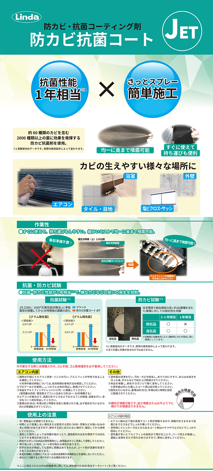 横浜油脂工業 防カビ抗菌コートジェット 200ml | エアコン清掃用品 