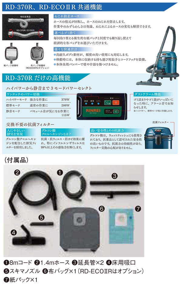 リンレイ ハイパワー業務用ドライバキューム RD-370R 業務用掃除機