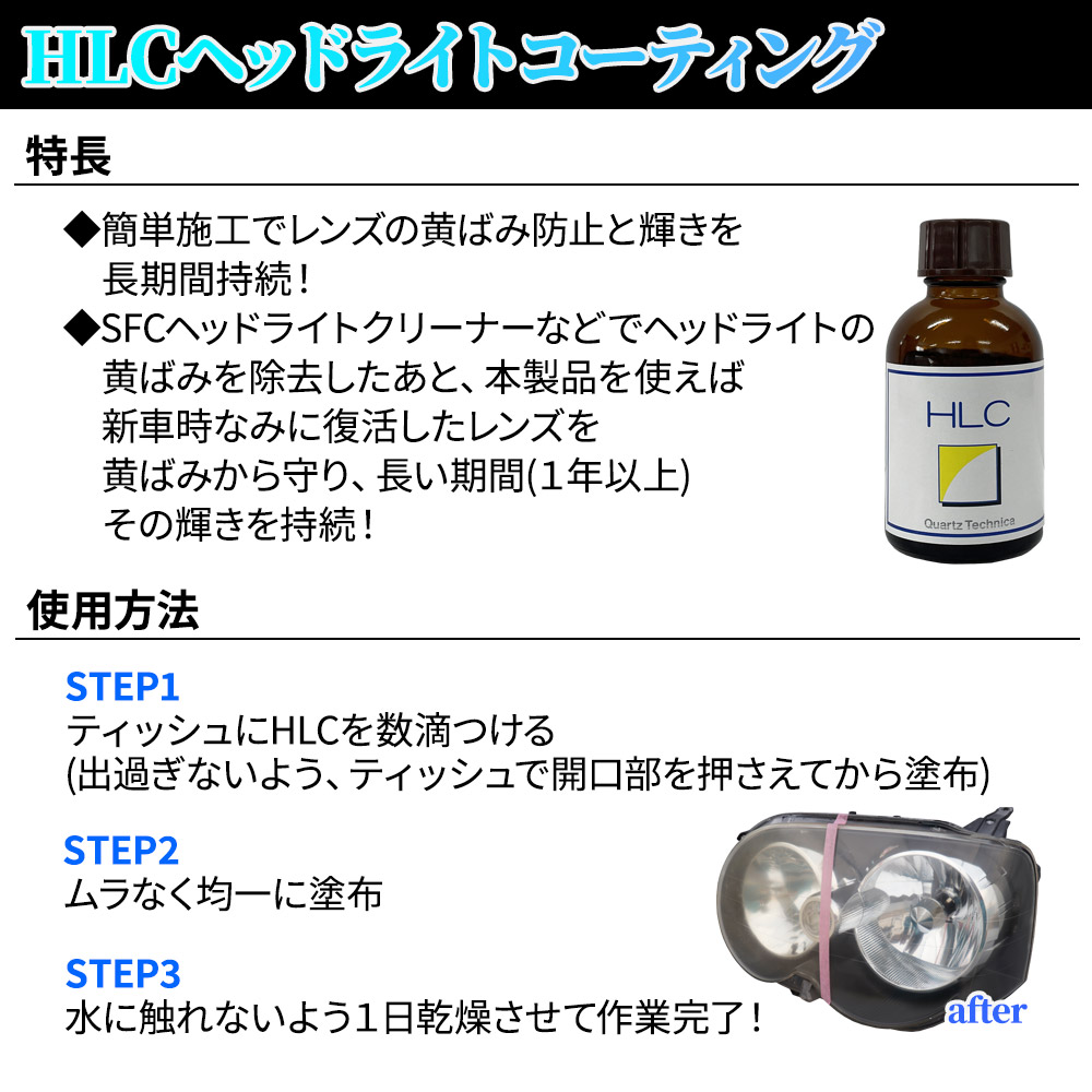HLCヘッドライトコーティング 35ml / 高膜厚 光沢 コーティング剤 業務