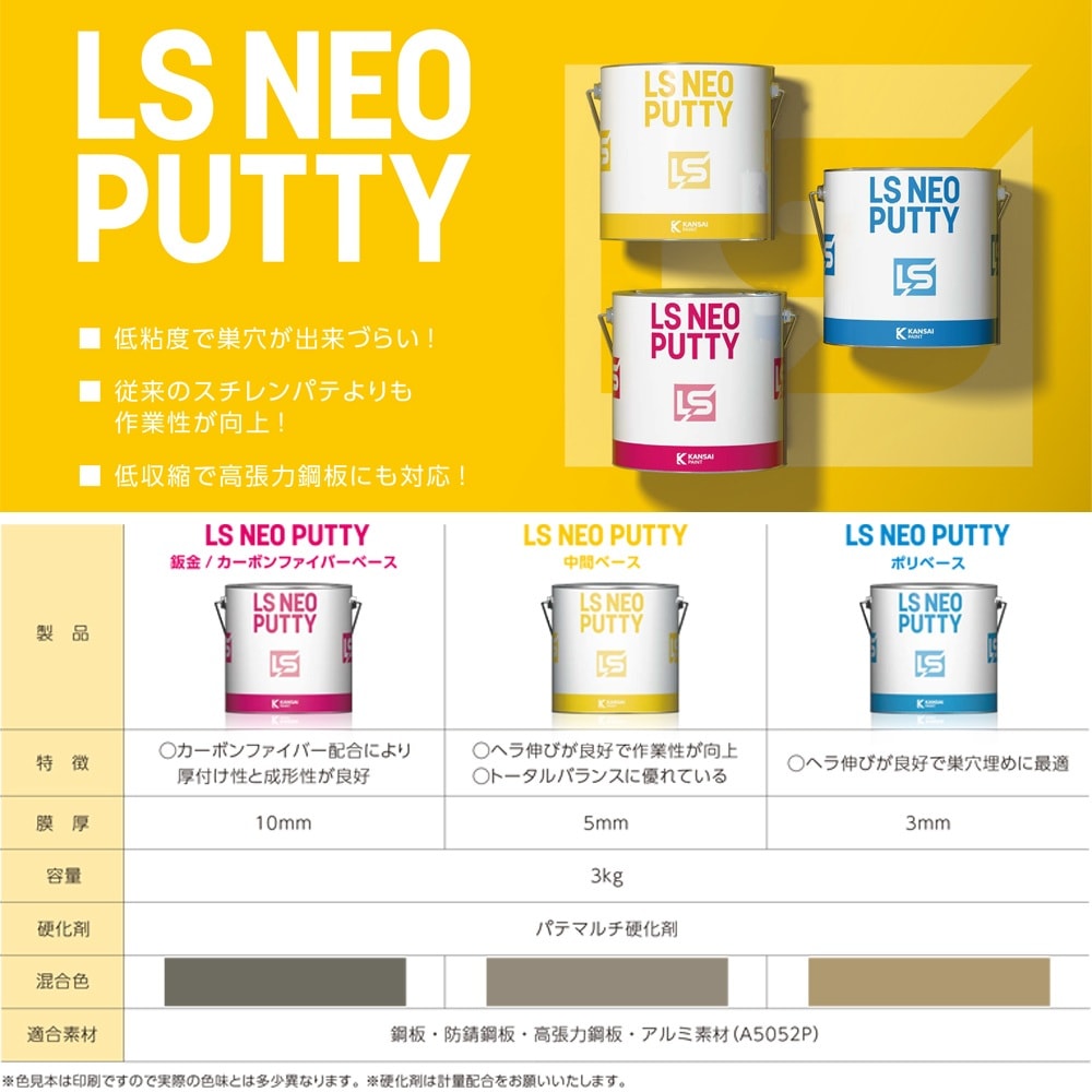 №557　関西ペイント　ＬＳ ＮＥＯ 中間パテ　遅乾　ベースのみ　4個セット №557 関西ペイント LS NEO 中間パテ 遅乾 ベースのみ 4個セット