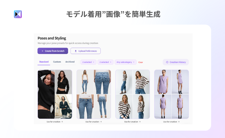 モデル着用 画像を簡単生成。