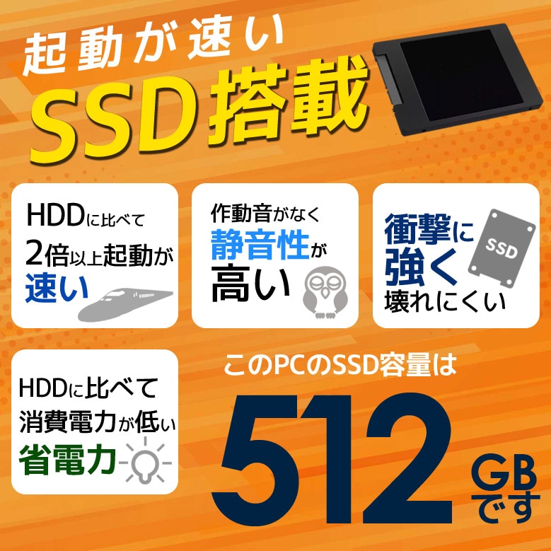 仕事も普段使いも ノートパソコン SSD 512GB メモリ 8GB 第4世代以上