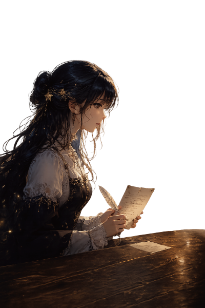 手紙を手にしたアリア。クリックするとQUILL ANCHOR公式サイトへ移動します