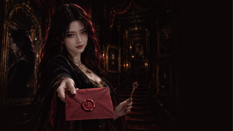 招待状を差し出す美の魔女セレナ