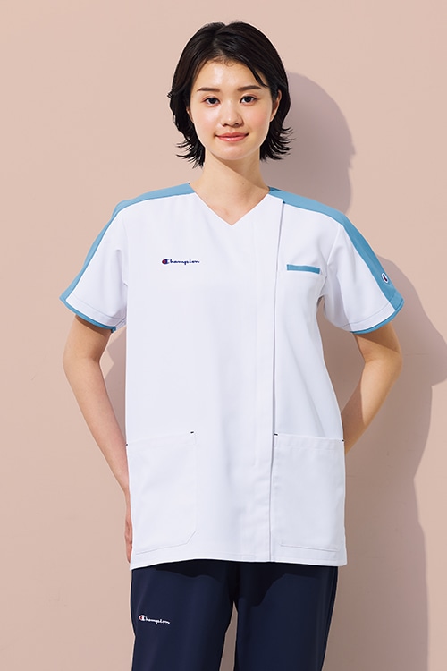 HS-8158 Champion 男女兼用ファスナースクラブ[ホワイト×カロライナブルー]