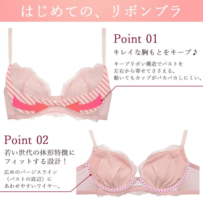 Wacoal ワコール FIRSTリボンブラ (DカップEカップFカップ) 3/4