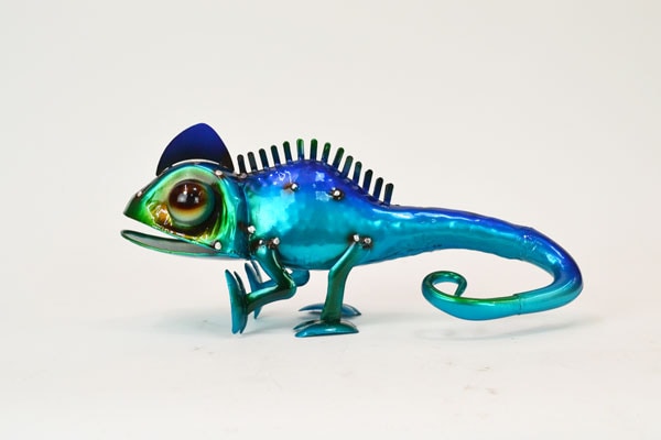 カラフルブリキ カメレオン トカゲ 青 ブルー 爬虫類 鉄 すべての商品 かごバッグとバスケットの専門店 ラタンハウス かごや