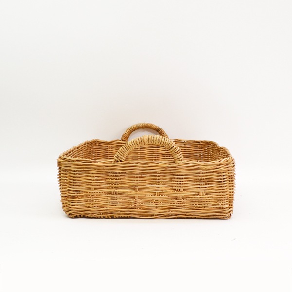 ラタン取手1 浅型バスケット S 四角 タイ製 ディスプレイ