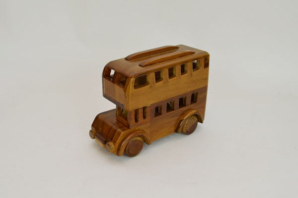 ウッドビークル 2階建てバス 木製 乗り物 おもちゃ 木の車