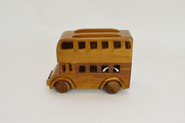 ウッドビークル 2階建てバス 木製 乗り物 おもちゃ 木の車