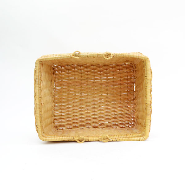ラタンバスケット 持ち手可動式 二本手 スクエア ベトナムラタン ニス