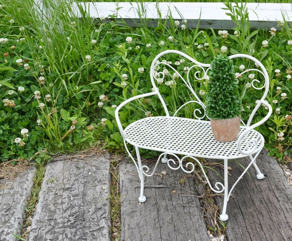 ブランティーク アンティーク アイアン ベンチ ガーデン 庭 ホワイト 椅子