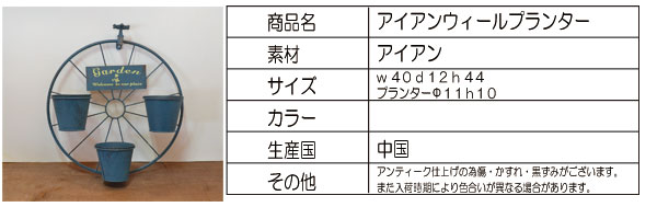 アイアンプランター ウィール 壁掛け インテリア 鉢植え 花
