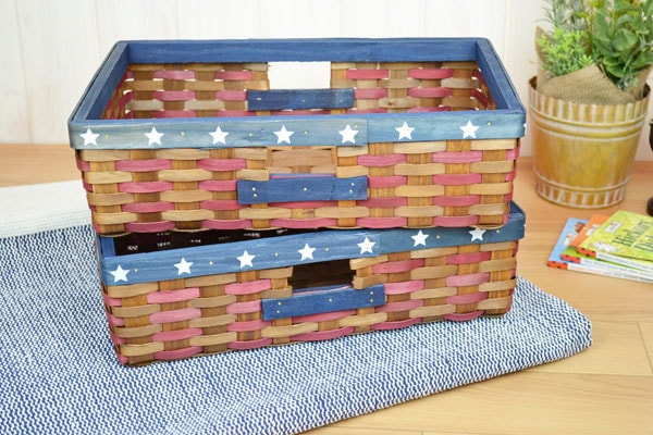 カントリーバスケット Mサイズ ウッドチップ カラーボックスに対応