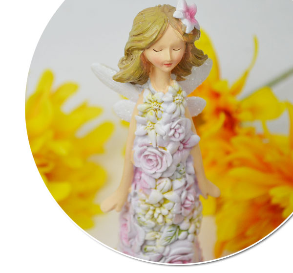 ニューフェアリー シリーズ プリティーフラワーガール 置物 飾り 可愛い マスコット ガーデン雑貨 インテリア 窓辺 玄関 表情が豊か 癒し 妖精 女の子 ディスプレイ キュート フラワー 花 インテリア雑貨 お花 アクセント バラ 薔薇 エクステリア ガーデニング