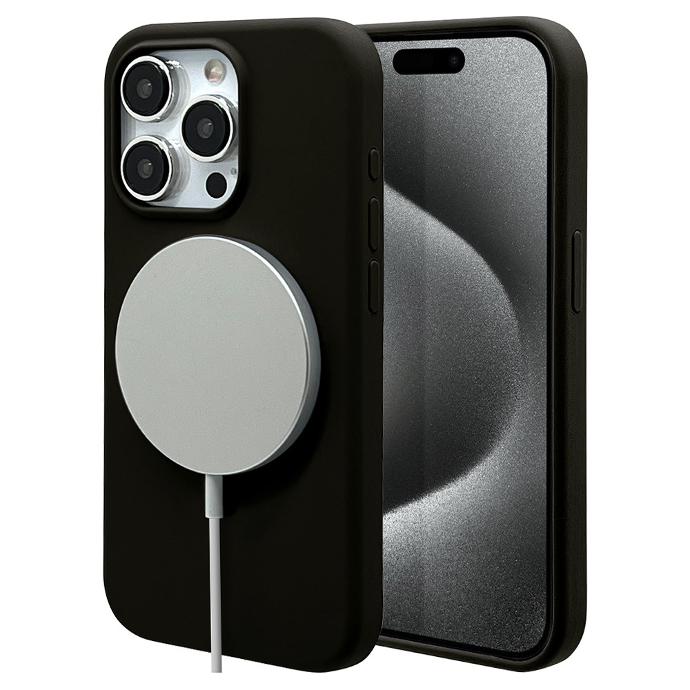 Magsafe iPhone15 ケースブラック シリコン - iPhoneアクセサリー