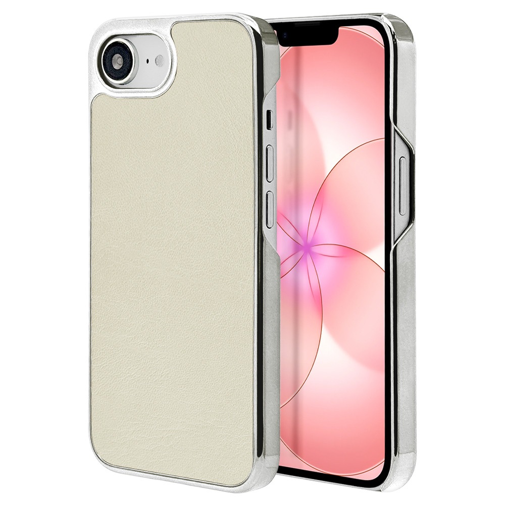 iPhone17e 16e ケース カバー ハード メタルフレーム 軽量 背面レザー