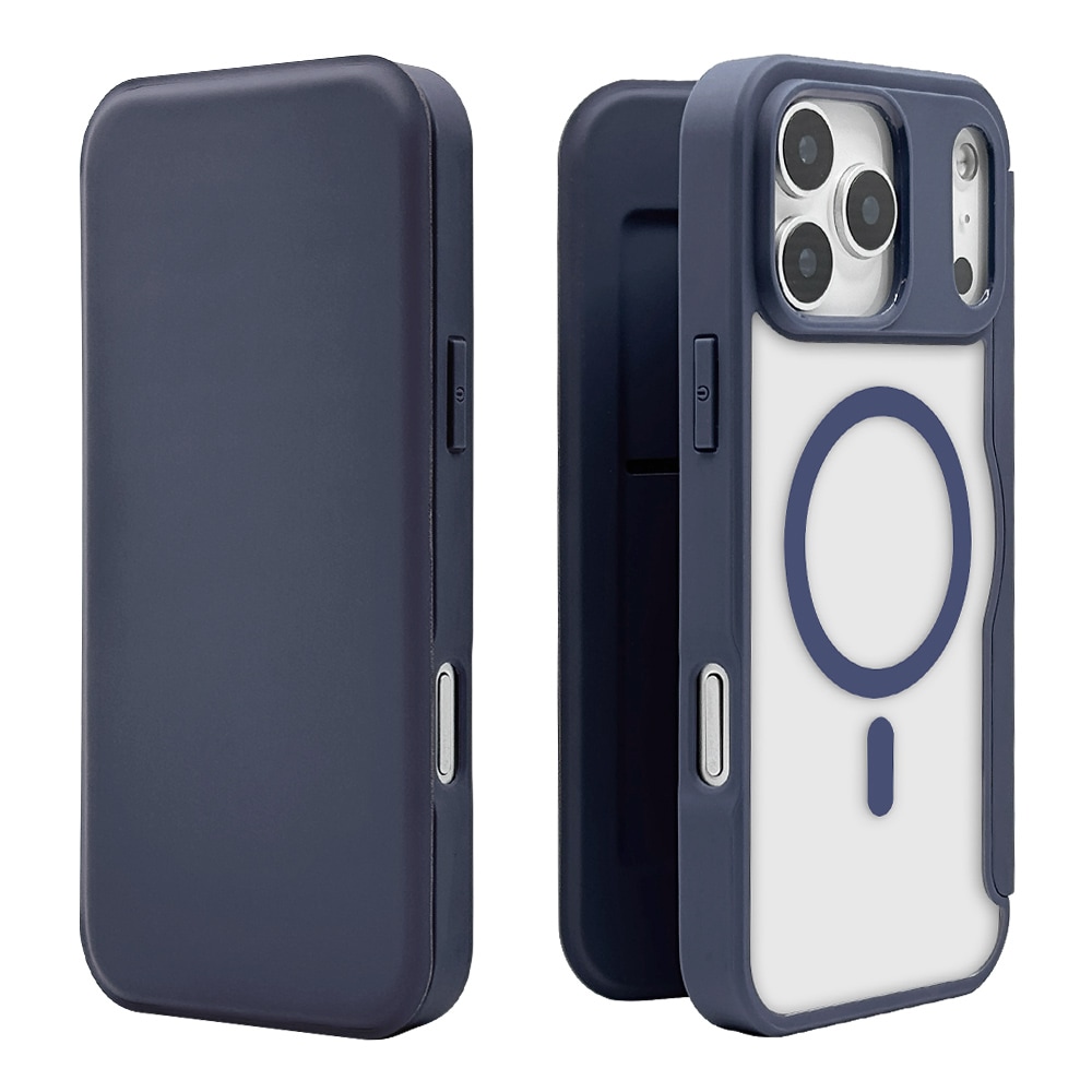 ♪　iPhone Pro Max 6.7インチ　ネイビー 手帳型 iPhone17 Pro Max ケース カバー 手帳型 ハイブリッド TPU