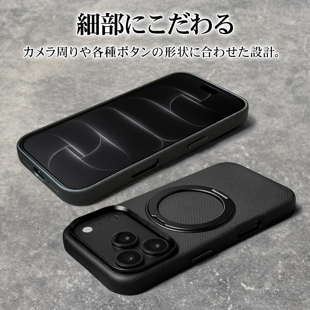 STONE  iPhoneケース ブラック iPhone18 Pro 17 Pro ケース カバー ハイブリッド BLACK STONE Woven-C