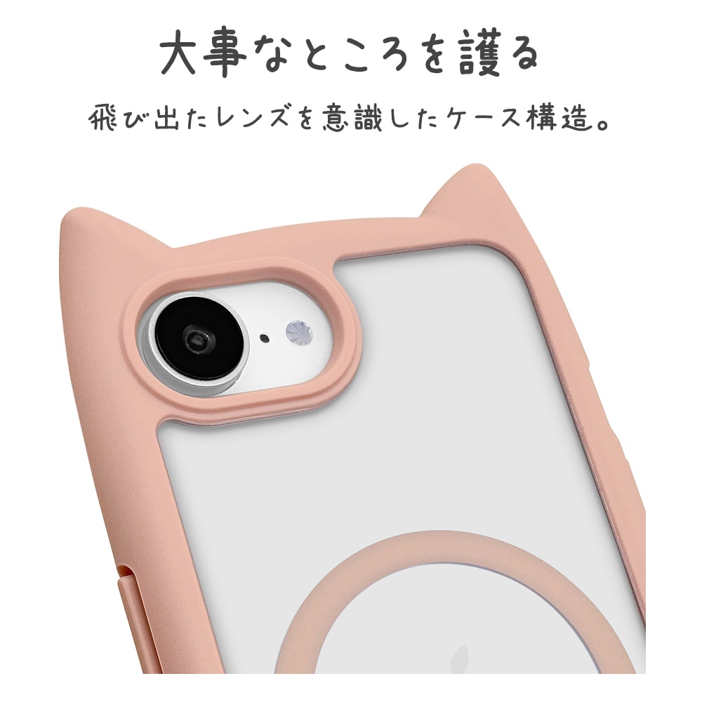 iPhone17e 16e ケース カバー ハイブリッド MagSafe対応 mimi 猫耳
