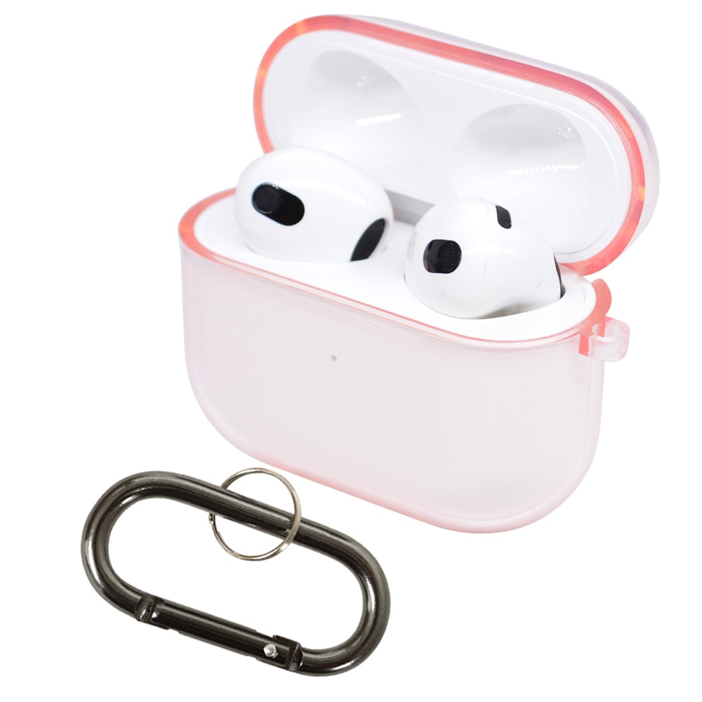 AirPods 第3世代 ケース カバー ソフトケース TPU 透明 クリア カラビナ付き ワイヤレス充電対応 ライトピンク エアポッズ  6783AP3TP-ラスタバナナダイレクト