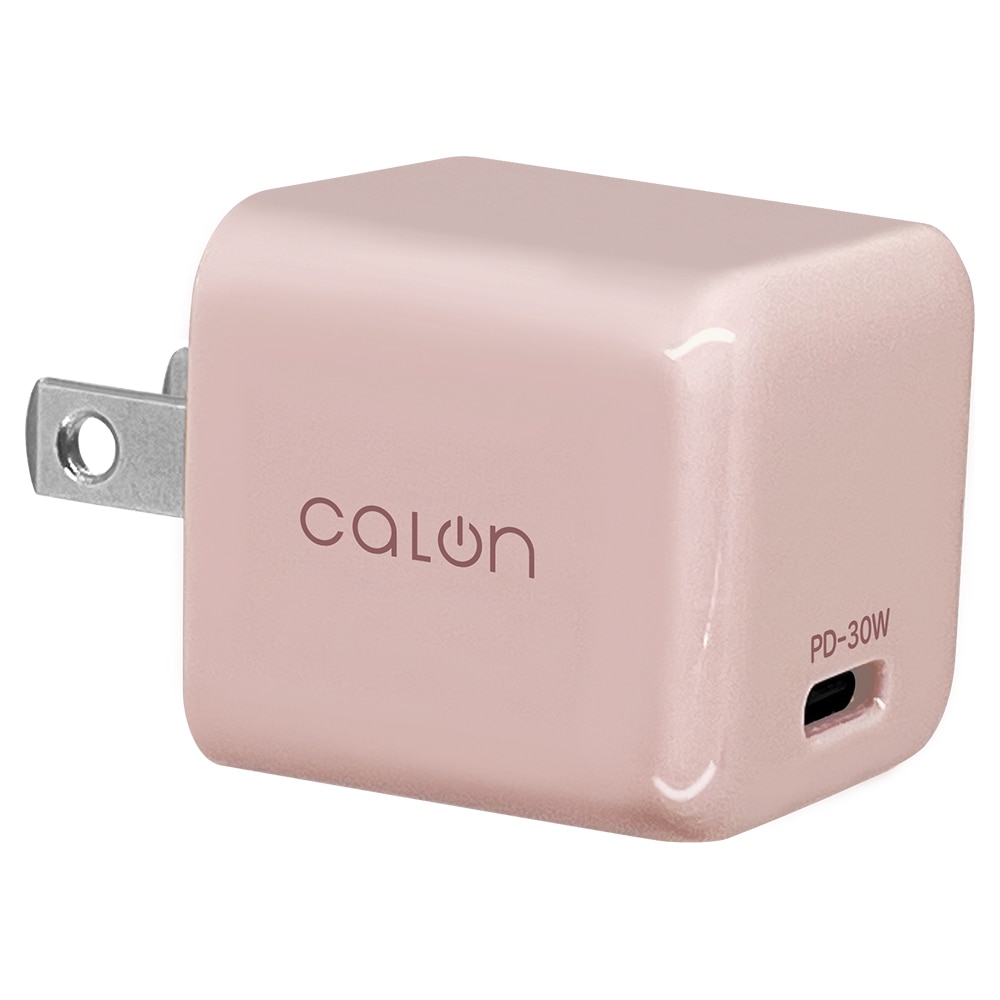 充電器 ACアダプター AC充電器 calon タイプC PD対応 パワーデリバリー 30ワット ハイパワー コンセント AC USB Type-C  30W Power Delivery 急速 高速 充電が速い 軽量 コンパクト 高出力 GaN 窒化ガリウム 海外対応 スモーキーピンク iPhone  