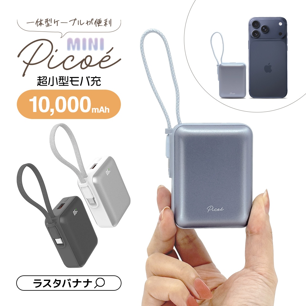 モバイルバッテリー 10000mAh MINI Picoe ピコエ 2ポート タイプC 20