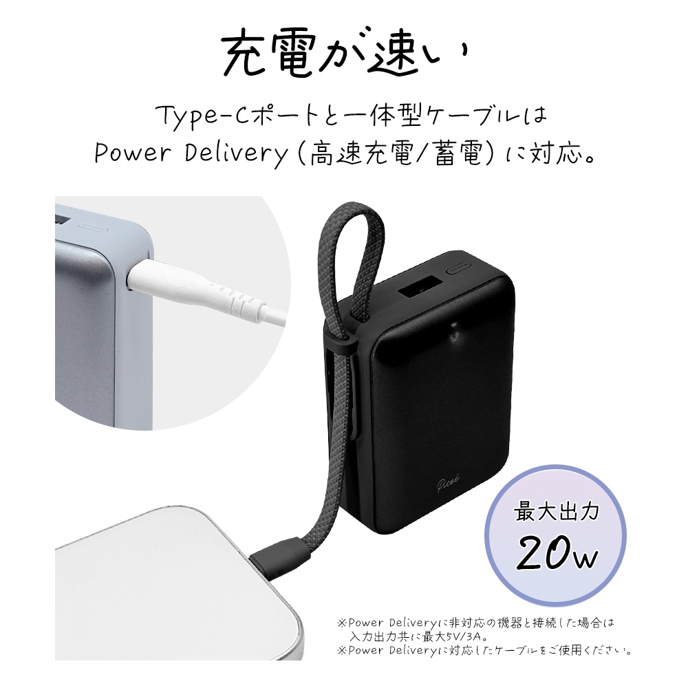 モバイルバッテリー 10000mAh MINI Picoe ピコエ 2ポート タイプC 20