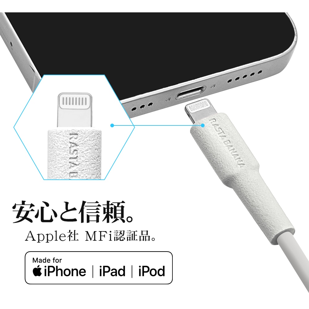 iPhone iPad iPod ライトニング タイプA ケーブル やわらかい からみにくい 充電 通信 1.5メートル 150センチ Type-A  to Lightning 1.5m 150cm アイフォン アイパッド アイポッド ライトパープル R15CAAL2A02LPU