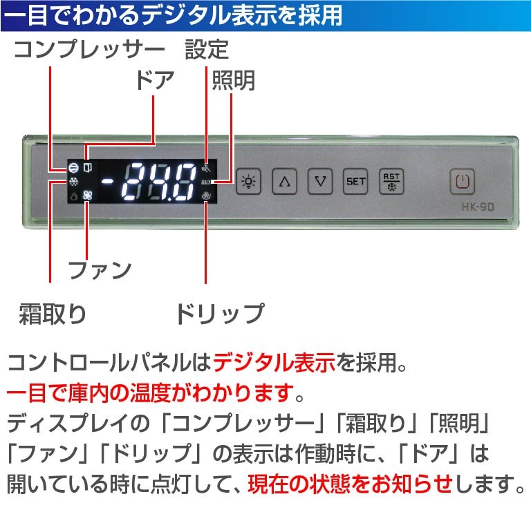 リーチイン冷凍ショーケース 幅600×奥行645×高さ1615(mm) 229リットル