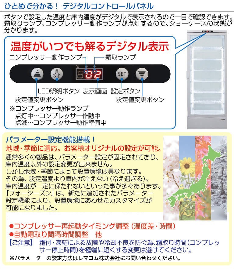 業務用 4面ガラス冷蔵ショーケース フォーシーズンシリーズ R4G-84SLW