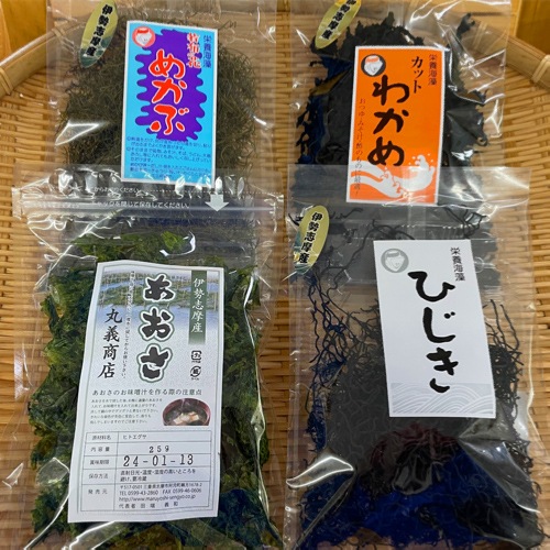 【伊勢志摩産 乾物セット】あおさ、めかぶ、ひじき、カットワカメ 各1袋【送料込】