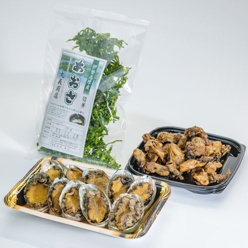 【伊勢志摩産あおさ付き】牡蠣佃煮と煮あわびのセット【冷蔵配送】【送料込】