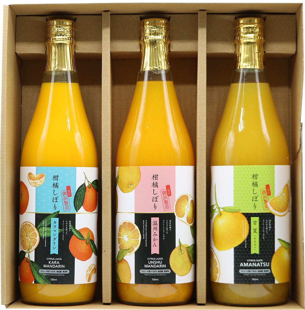 みかんジュース720ml×3（カラマンダリン・温州・甘夏）MA-3の写真