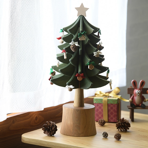 Oak Village （オークヴィレッジ） オルゴールツリー スタンダード  オルゴール クリスマス クリスマスソング おしゃれ かわいい クリスマスツリー 卓上 小さめ インテリア 日本製 天然木 クリスマスプレゼント ギフト  