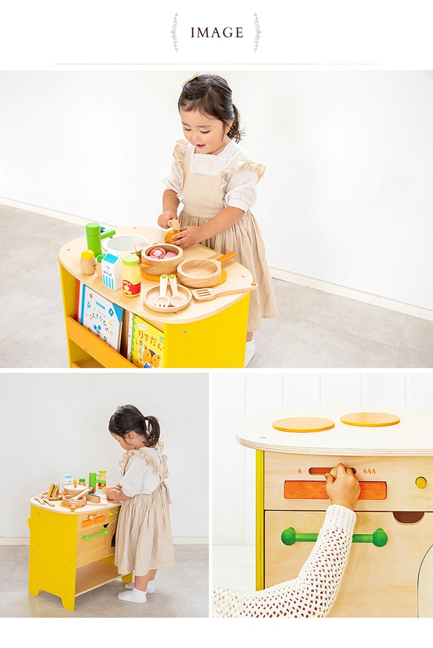 エド・インター 森のアイランドキッチン  おもちゃ キッチン 木のおもちゃ ままごと 木製 知育玩具 3歳 ごっこ遊び 料理 お誕生日プレゼント  