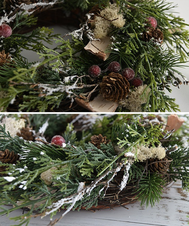 Snowy Fern & Wood Chip Wreath M  ꥹޥ     ƥꥢ   ʥ ꡼  