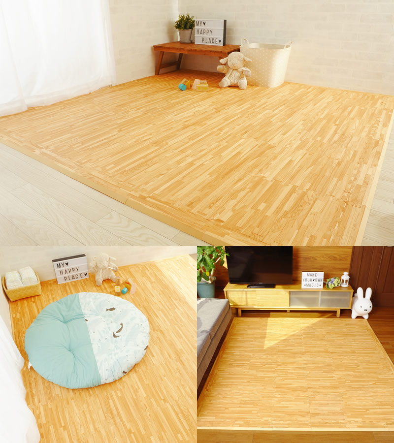 フロアマット ナチュラルウッド 195cm×195cm 36枚セット 抗菌 床暖房対応  ジョイントマット フロアマット プレイマット 床暖房対応 フローリング 傷防止 インテリア　防音 おしゃれ 北欧 木目調 wood  