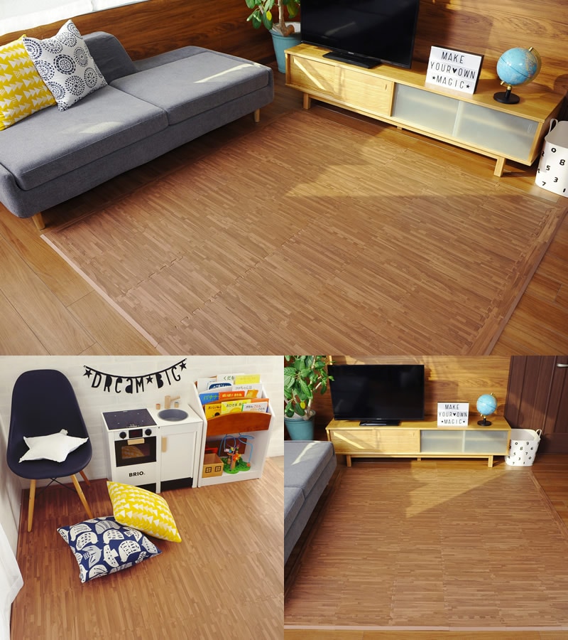 フロアマット ブラウンウッド 195cm×195cm 36枚セット 抗菌 床暖房対応  ジョイントマット フロアーマット プレイマット 床暖房対応 フローリング 傷防止 インテリア　防音 おしゃれ 北欧 木目調 wood  