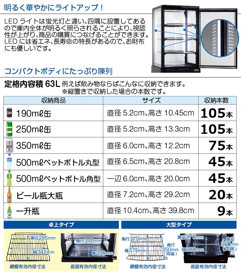 業務用 4面ガラス冷蔵ショーケース フォーシーズンシリーズ R4G-63SLB