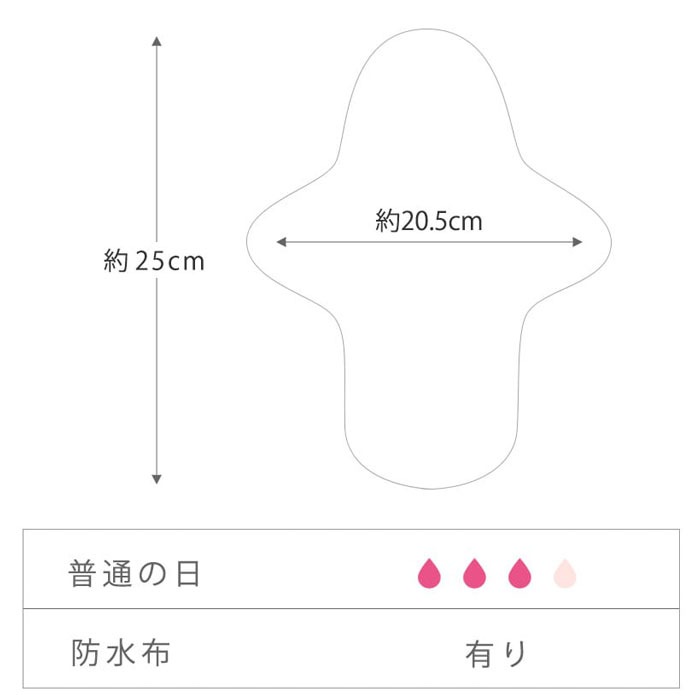 布ナプキン［普通の日用］ 一体型Mサイズ（防水あり） オーガニック