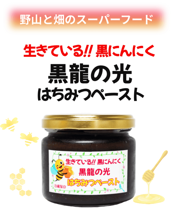 野山と畑のスーパーフード 生きている！！黒にんにく 黒龍の光 はちみつペースト