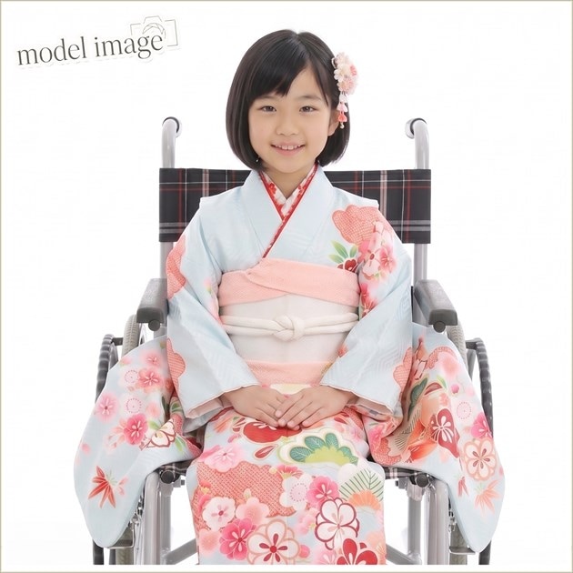 身長110cm前後の車いす用7歳女の子七五三感動楽チャック着物｜チャック