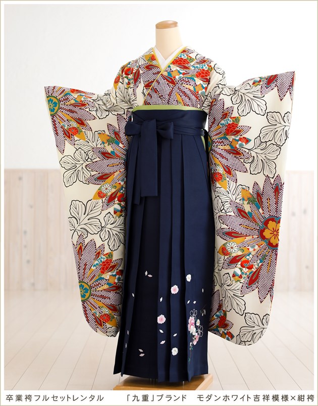 往復送料無料/全部揃って安心/フルセット★卒業式袴レンタルセット★カラシ地に桜柄no9 往復送料無料/全部揃って安心/フルセット☆卒業式袴レンタルセット