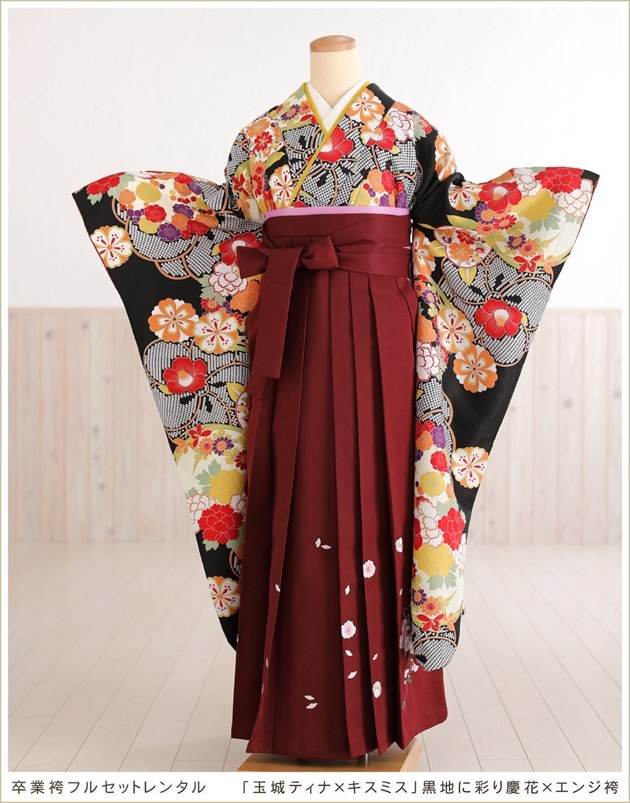 卒業式　着物＆袴❤︎玉城ティナ×キスミス  ピンクに大きな椿　(041)